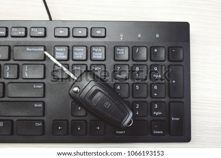 car key on keyboard