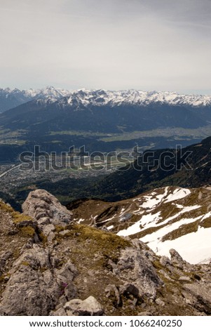 Landscape on Innsbruck from mountain in City Innsbruck, Tirol, Austria