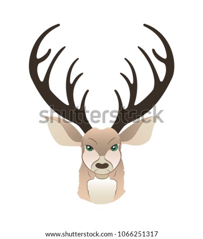 Fashion portrait of hipster deer. Reindeer dressed up in coat, furry art character, trand animals, anthropomorphism. Vector illustration for t-shirt print, card.