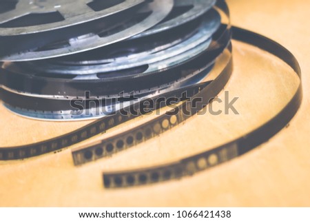 a reel with an old film, which was previously filmed, retro