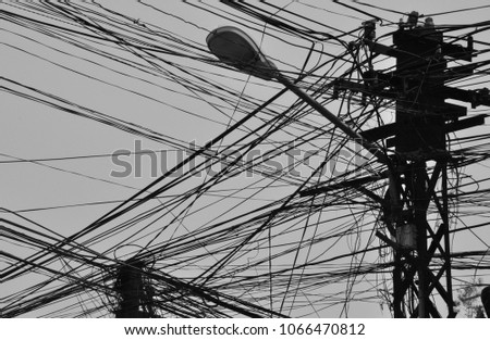 electricity cables, electrical pole, cambodia power distribution