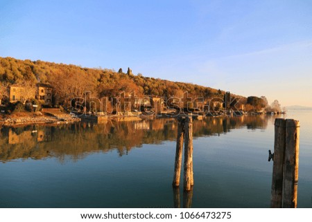 Isola maggiore on Trasimeno lake at susnet