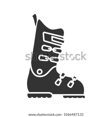 Ski or snowboard boot glyph icon. Silhouette symbol. Negative space. Vector isolated illustration