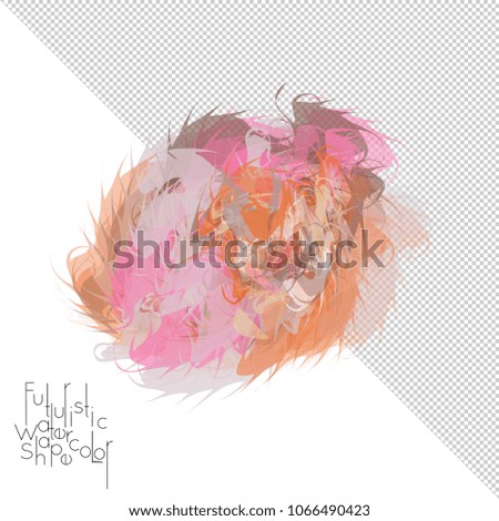 Abstract watercolor shape isolated on white background with transparent grid. Delicate colorful transparent overlaps create paint blot.