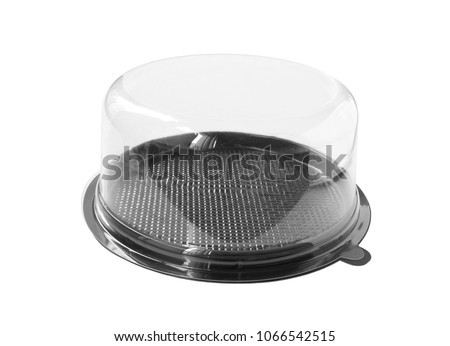 Round Cake Box Clear Cap isolated on white background clipping paths