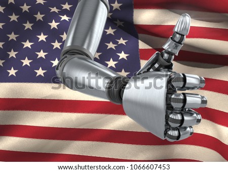 Robot Android hand Thumbs Up American Flag