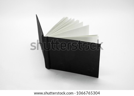 Black little classic hard cover notebook opened Back View