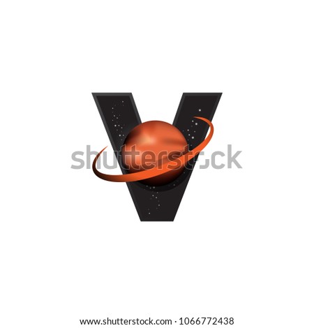 letter v logo template in space