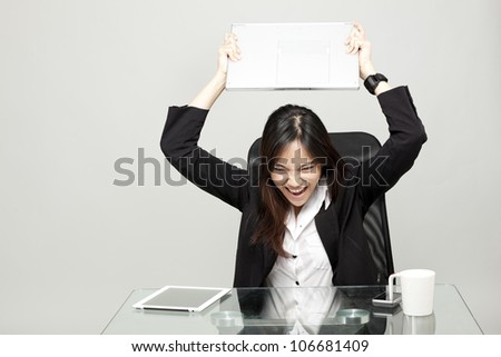 Bored woman at her desk