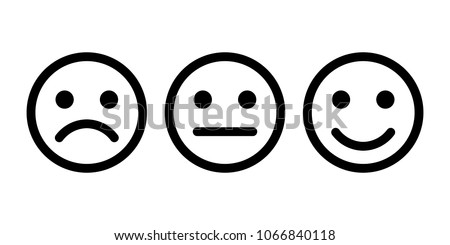 Smiley emoticons icon positive, neutral and negative . Smile Icon in trendy flat style isolated on white background. Royalty-Free Stock Photo #1066840118