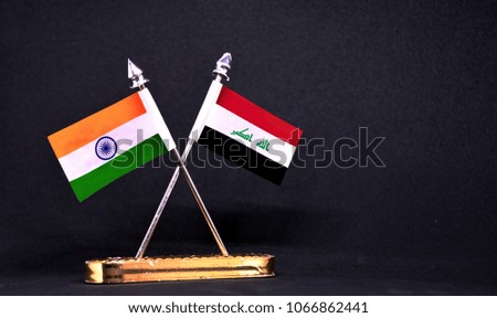 India and Iraq table flag with black Background