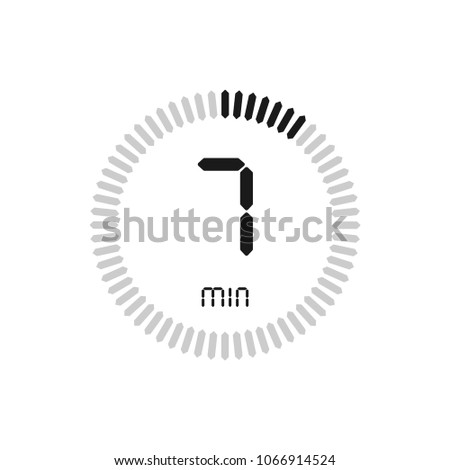 The 7 minutes, stopwatch vector icon, digital timer. clock and watch, timer, countdown symbol. Royalty-Free Stock Photo #1066914524