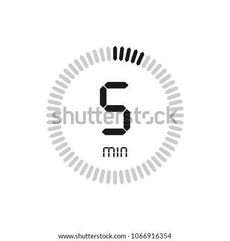 The 5 minutes, stopwatch vector icon, digital timer. clock and watch, timer, countdown symbol. Royalty-Free Stock Photo #1066916354