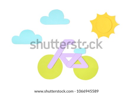 Bike paper cut on white background - isolated