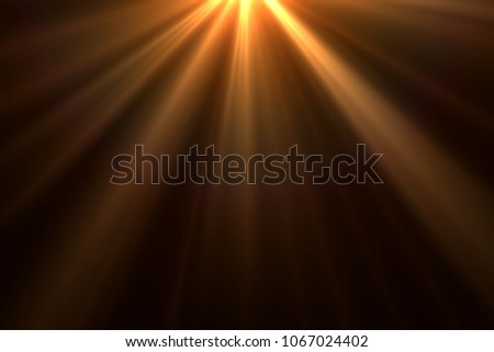 Sun rays light isolated on black background for overlay design
