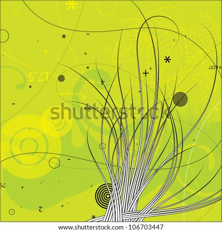 Abstract illustrated background with flowing lines, concentric circles, and other interesting elements.