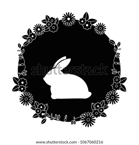 cute rabbit silhouette with floral crown easter celebration