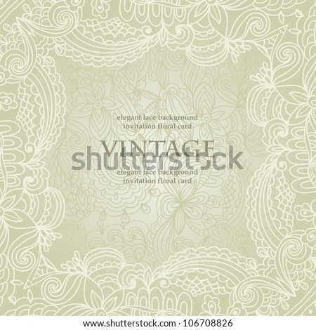 Hand-drawn Invitation. Floral Lace Design. Seamless background
