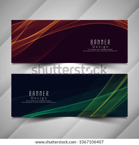 Abstract elegant colorful wavy banners set