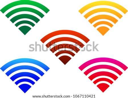 lots of colorful icons of WiFi symbols with white background   