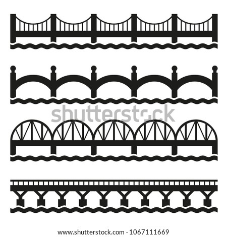 Bridge Icons Set. Vector