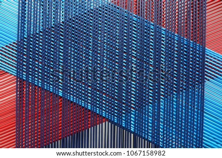 Geometric lines, made of colourful elastic string, abstract background