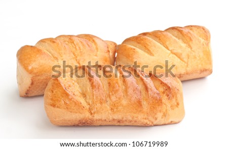 delicious  bread isolated on white background.