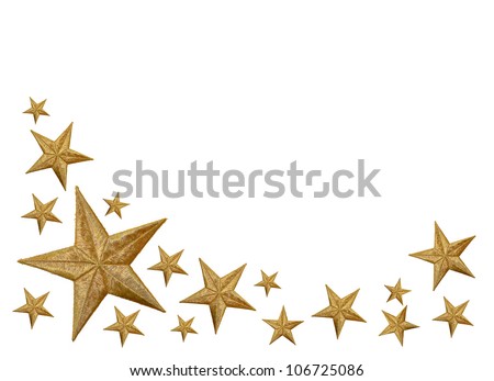 Gold Stars isolated on white background with room for your text