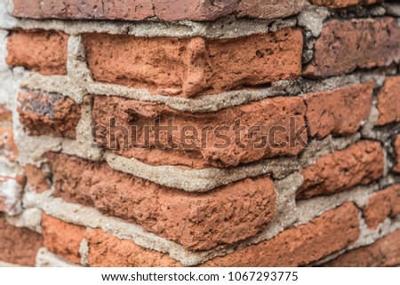 Close up old red brick