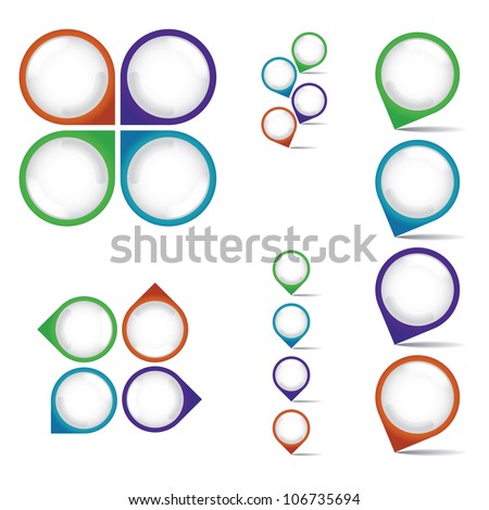 set of empty rounded multicolor pointers - isolated illustration