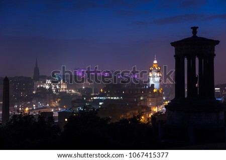 The Balmoral along with the rest of Edinburgh is seen from Calton Hill.
