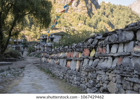Mani stone wall during trekking