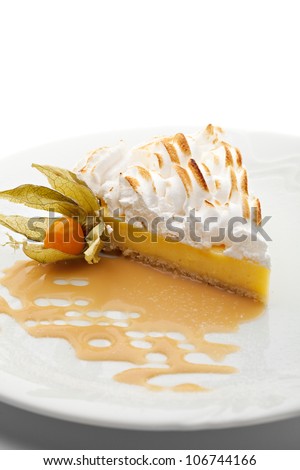 Dessert - Slice of Lemon Pie topped with Whipped Cream