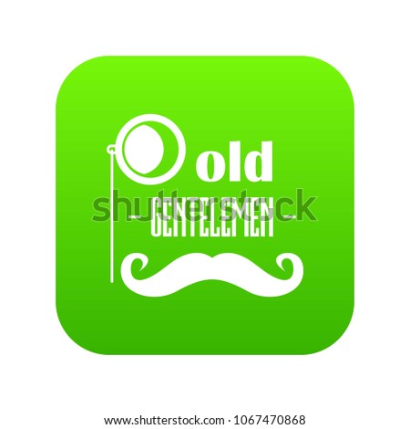 Old gentlemen icon green vector isolated on white background