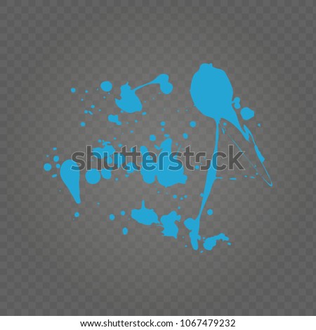 Splash of blue color paint on transparent background.
