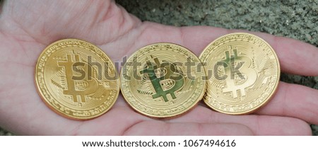  female hands hold the one coin on the dark background.  Panorama 