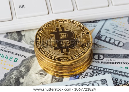 Bitcoins and money - business technology background