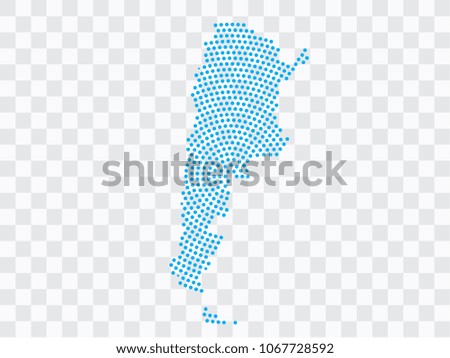 Abstract blue map of Argentina - planet dots planet, isolated on transparent background.Vector eps 10