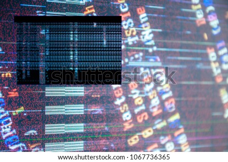 LED monitor, pattern of a digital glitch, abstract texture background