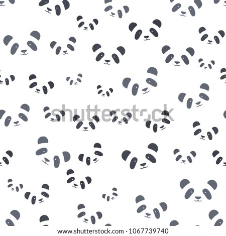 Cute panda face . Seamless wallpaper. Seamless Pattern of Cartoon Panda Face Design on White Background