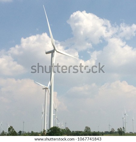 Wind turbine and clear sky view - Photo by mobile phone.