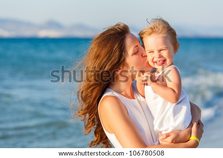 Mother and daughter on the beach