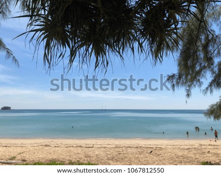 Blue sky background and blue sea at Naiyang beach Phuket Thailand