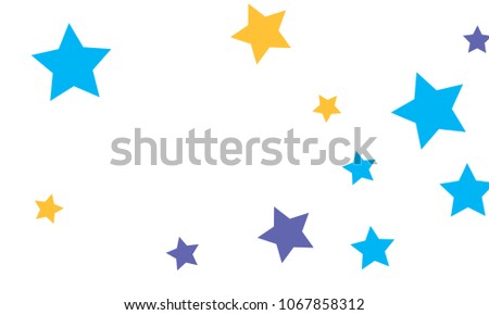 Many Stylish, Modern and Nice Looking Yellow and Blue Stars of Different size on White Background