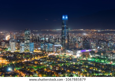 Panoramic view of Santiago de Chile with Costanera Center skyscraper