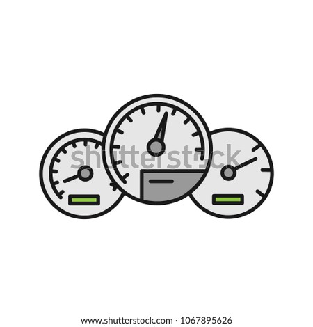 Dashboard color icon. Car instrument panel. Isolated raster illustration