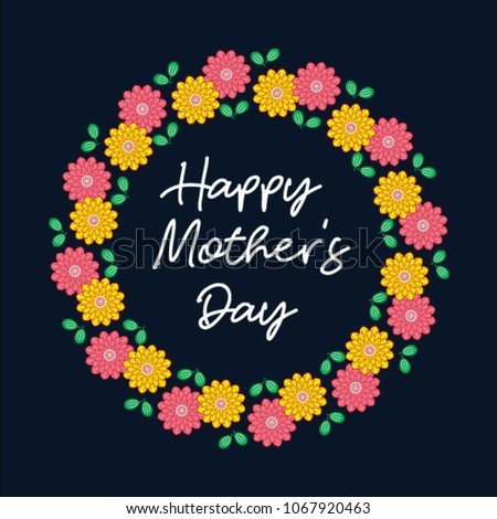 beautiful floral wreath happy mother's day greeting card vector