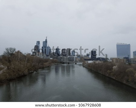 Philadelphia skyline reflecting off river