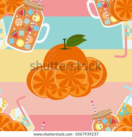 Seamless orange juice on summer tone for background.