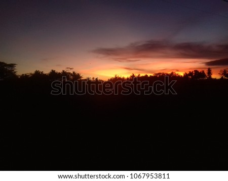 Sunset at the village region of East Java, Indonesia